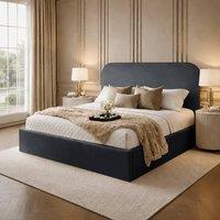 Desire Deco Plush Velvet Elysium Ottoman Storage Bed Frame in Charcoal | Size: Double