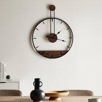 Wyld and Coco Wall Clock Black Metal Fir Wood Dial Industrial Scandi Timepiece
