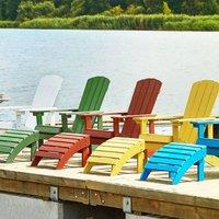 Wyld and Coco Red Wood-Effect Garden Lounge Chair with Footstool