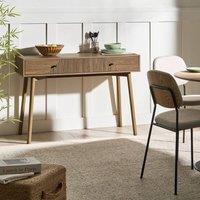 Wyld and Coco Console Table Light Brown Laminated MDF 2 Drawers Solid Pine Legs