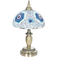 HOMCOM 30cm Tiffany Lamp with Button Switch & Metal Base, Blue