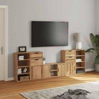 Berkfield Home Decorative 5 Piece TV Units with Storage ODDA Solid Wood Pine in Brown