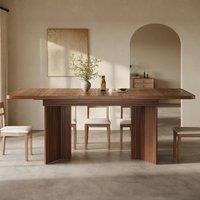 Merax 120-160cm Rectangular Extending Dining Table with V-Leg Pedestal Base in Walnut