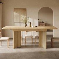 Merax 120-160cm Rectangular Extending Dining Table with V-Leg Pedestal Base in Natural