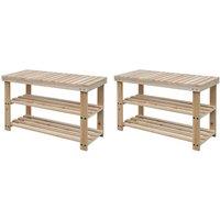 Berkfield Home 2-in-1 Shoe Rack with Bench Top 2 pcs Solid Wood in Brown