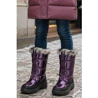 Spot On Girl's Children's Padded Faux Fur Winter Snow Boots in Aubergine | Size: Infant 12
