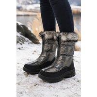 Spot On Girl's Children's Padded Faux Fur Winter Snow Boots in Dark Grey | Size: Infant 13