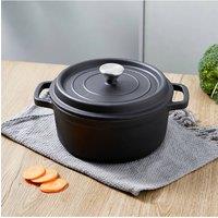 Living and Home 2.5L Cast Iron Dutch Oven with Lid in Black