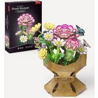 Lagoon 3D Puzzle Flower Bouquet Carnation - 134 Pieces - Decorative Model Kit in Pink