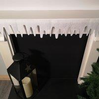 Samuel Alexander Premier White Felt 18cm x 240cm Decorative Glitter Christmas Icicle Fringe Wall Fireplace Decoration | Size: 18 cm x 240 cm