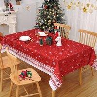 London Boutique 5479Festive Red Snowflake Tablecloth Washable Xmas Table Cover