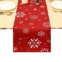 London Boutique Christmas Tablecloth Washable Decorative Snowflake Table Cover 1354 in Red