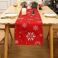 London Boutique Christmas Tablecloth Washable Decorative Snowflake Table Cover 1370 in Red