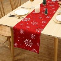 London Boutique Xmas Tablecloth Washable Decorative Snowflake Table Cover 13108 in Red