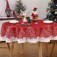 London Boutique Festive Waterproof Tablecloth for Christmas 60 Round Table Cover in Red