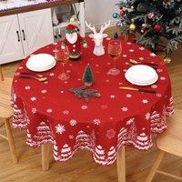 London Boutique Waterproof Wipeable Christmas Tablecloth 60 Snow Design Table Cover in Red