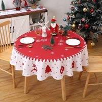 London Boutique Waterproof Christmas 60 Round Tablecloth Festive Red Table Cover