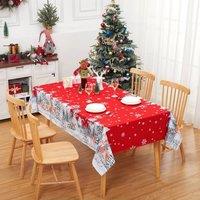 London Boutique Waterproof Christmas Tablecloth Holiday Table Cover Deer Print 5479 in Red