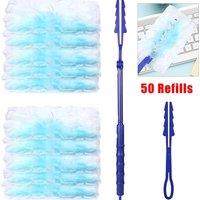 FLAVORA 52 Pcs Dust Magnet Fluffy Duster Refills KIT in Blue | Size: 100 cm x 15 cm