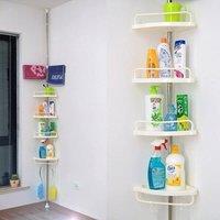 FORGEVIO 4 Tier Non Rust Bathroom Telescopic Corner Shelf in White | Size: 180 cm width x 180 cm drop