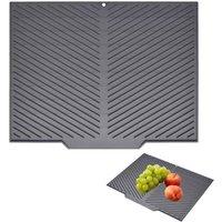 PAWNORA Universal Draining Board Dish Drainer Drip Tray Silicone Mat in Grey | Size: 100 cm x 100 cm