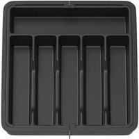 PAWNORA Plastic Cutlery Tray Drawer Organizer Rack in Grey