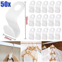 PAWNORA 50pcs Clothes Hanger Connector Hooks in White
