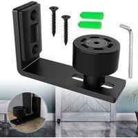 PAWNORA Adjustable Floor Guide for Sliding Barn Door in Black