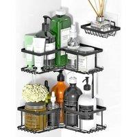 FORGEVIO Black 3-Pack Corner Shower Caddy | Size: 180 cm width x 180 cm drop