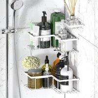 FORGEVIO White 3-Pack Corner Shower Caddy | Size: 180 cm width x 180 cm drop