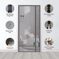 FLAVORA 100*220cm Magnetic Door Net Insect Magic Screen Bug Mosquito in Grey | Size: 100 cm - 150 cm