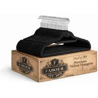 FLAVORA 50 x Non-Slip Velvet Hangers 45cm Black Suit Shirts | Size: 100 cm x 15 cm