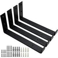 FLAVORA 4pc Shelf Bracket Heavy Duty Scaffold Board Shelving Brackets Rustic in Black | Size: 10000mm x 520mm