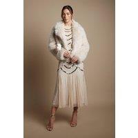 Coast Women's Natural Occasion Short Faux Fur Coat | Size: 14