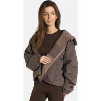 OHS Women's Fleece Lined Cropped Jacket Water Resistant Lightweight Outdoor in Brown | Size: Large/XL