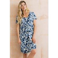 Lily & Me Women's Festival Alder Print Viscose Relaxed Silhouette Dress with Round Neck in Navy | Size: 20