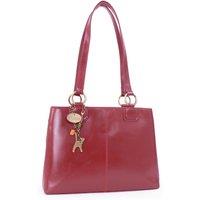 Catwalk Collection Handbags Women's Bellstone Leather Shoulder Tote Bag With Three Compartments in Red | Size: Medium