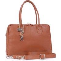 Catwalk Collection Handbags Women's Grosvenor Large Leather Work Bag With Detachable Crossbody Strap in Tan