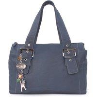 Catwalk Collection Handbags Women's Jane Leather Shoulder Handbag in Blue | Size: Medium