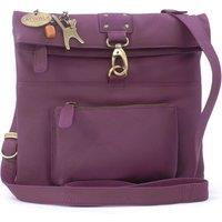 Catwalk Collection Handbags Women's Dispatch Leather Cross Body Messenger Bag in Purple | Size: Small