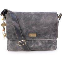 Catwalk Collection Handbags Women's Sabine L Large Distressed Leather Messenger Work Bag in Black