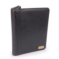 Catwalk Collection Handbags Women's Khloe Leather A4 Zipped Conference Folder With Notepad in Black
