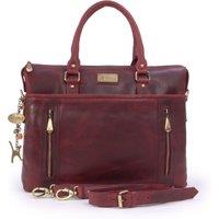 Catwalk Collection Handbags Women's Adele Large Leather Work Bag With Detachable Crossbody Strap in Red