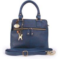Catwalk Collection Handbags Women's Vicky Leather Handbag With Detachable Cross Body Strap in Blue | Size: Medium