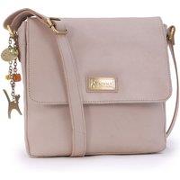 Catwalk Collection Handbags Women's Sabine M Medium Distressed Leather Messenger Crossbody Bag in Beige