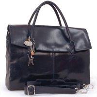 Catwalk Collection Handbags Women's Helena Large Leather Laptop Work Bag in Dark Blue