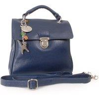 Catwalk Collection Handbags Women's Pandora Leather Handbag With Detachable Cross Body Strap in Blue | Size: Medium