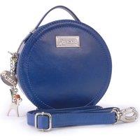 Catwalk Collection Handbags Women's Tiffany Leather Round Circle Handbag With Detachable Crossbody Strap in Blue | Size: Small