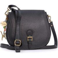 Catwalk Collection Handbags Women's Isabella Leather Saddle Bag With Adjustable Cross Body Strap in Black | Size: Medium