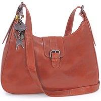 Catwalk Collection Handbags Women's Harlie Leather Cross Body Shoulder Bag in Tan | Size: Medium